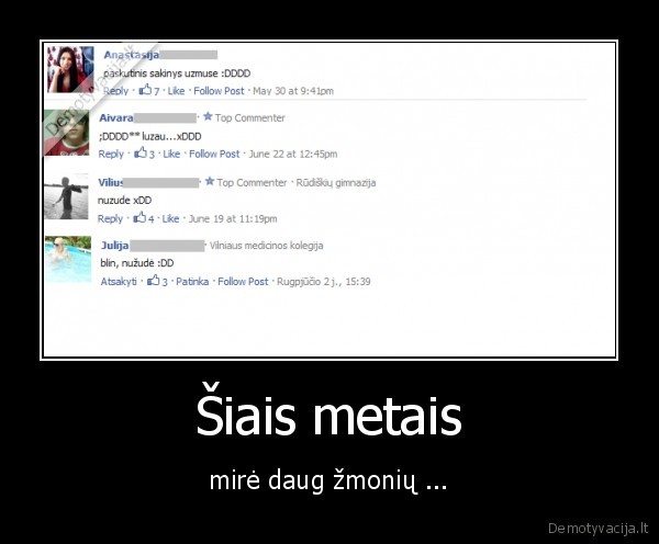 Šiais metais - mirė daug žmonių ...