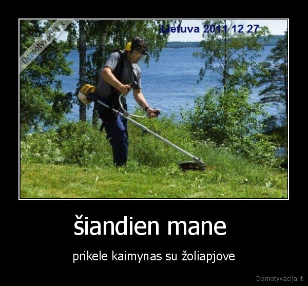 šiandien mane  - prikele kaimynas su žoliapjove