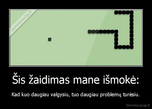 Šis žaidimas mane išmokė: - Kad kuo daugiau valgysiu, tuo daugiau problemų turėsiu.