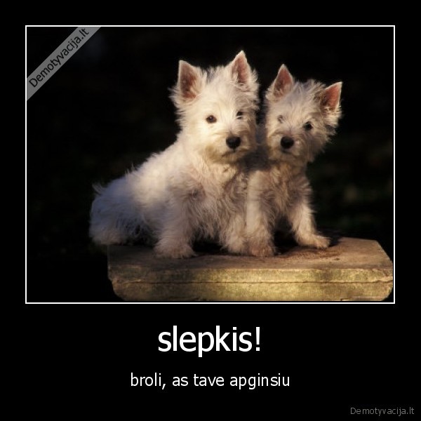 slepkis! - broli, as tave apginsiu