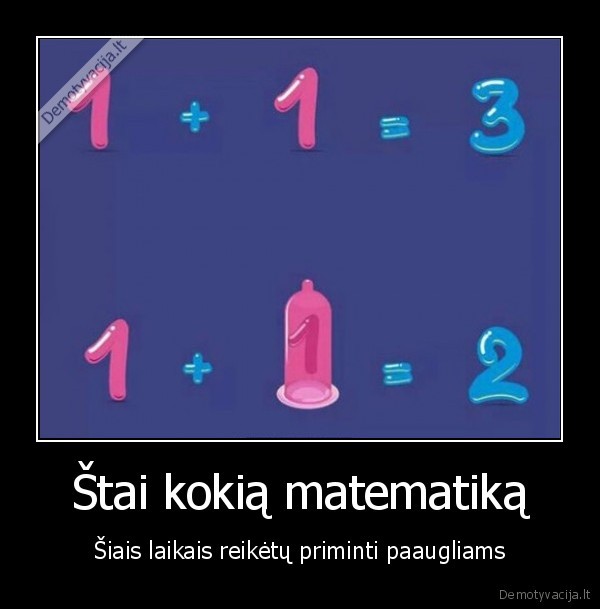 Štai kokią matematiką - Šiais laikais reikėtų priminti paaugliams