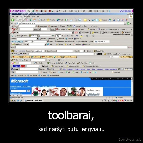 toolbarai, - kad naršyti būtų lengviau..
