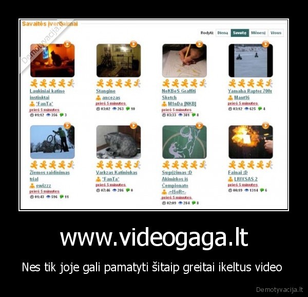 www.videogaga.lt - Nes tik joje gali pamatyti šitaip greitai ikeltus video 