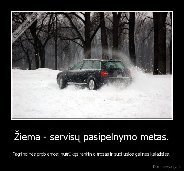 Žiema - servisų pasipelnymo metas. - Pagrindinės problemos: nutrūkęs rankinio trosas ir sudilusios galinės kaladėlės.