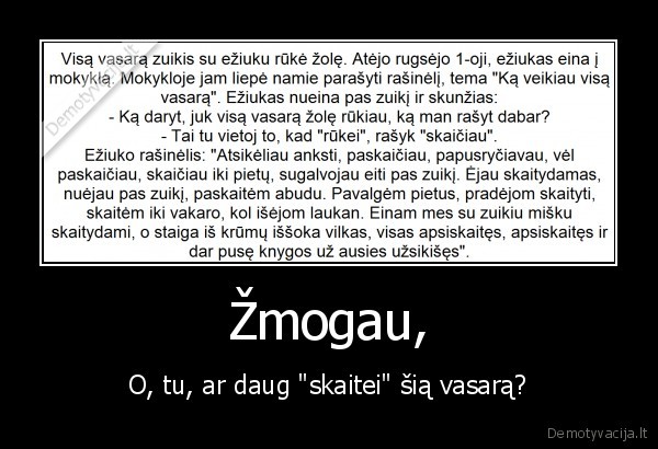 Žmogau, - O, tu, ar daug "skaitei" šią vasarą?