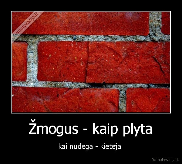 Žmogus - kaip plyta - kai nudega - kietėja 